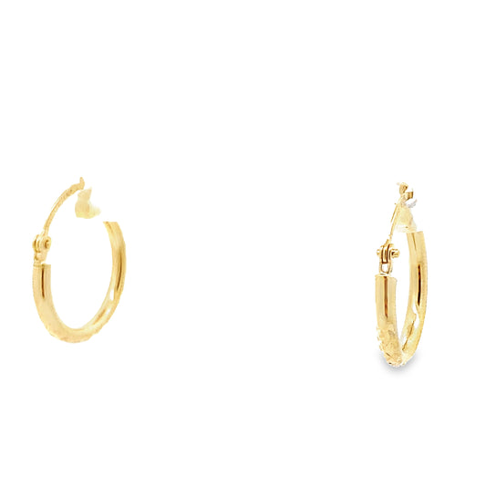 10K Yellow Gold Diamond Cut Small Hoops Earrings 0.5Dwt