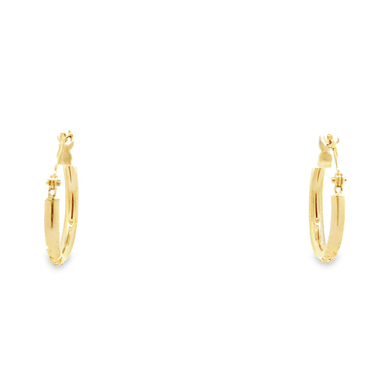 10K Yellow Gold Diamond Cut Small Hoops Earrings 0.5Dwt