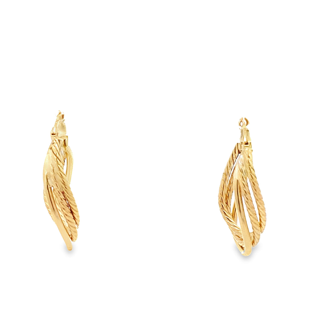 10K Yellow Gold  Three Wires Hoop Earrings 1.3Dwt