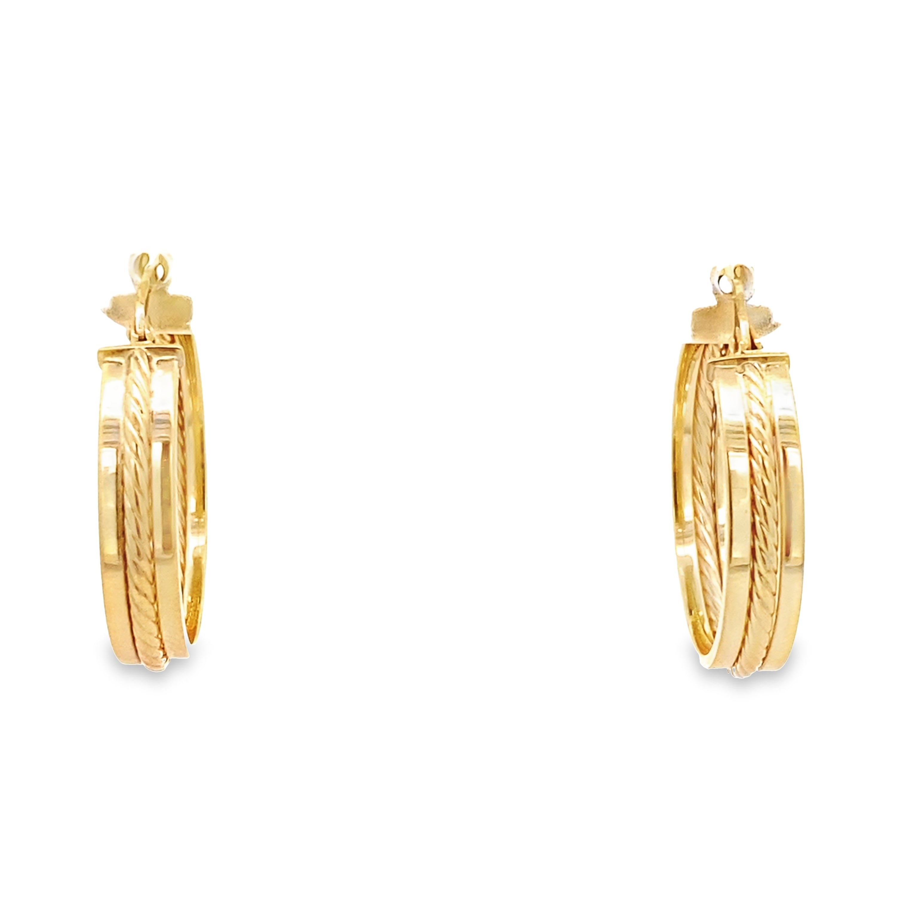 10K Yellow Gold Medium Hoop Earrings 1.3Dwt