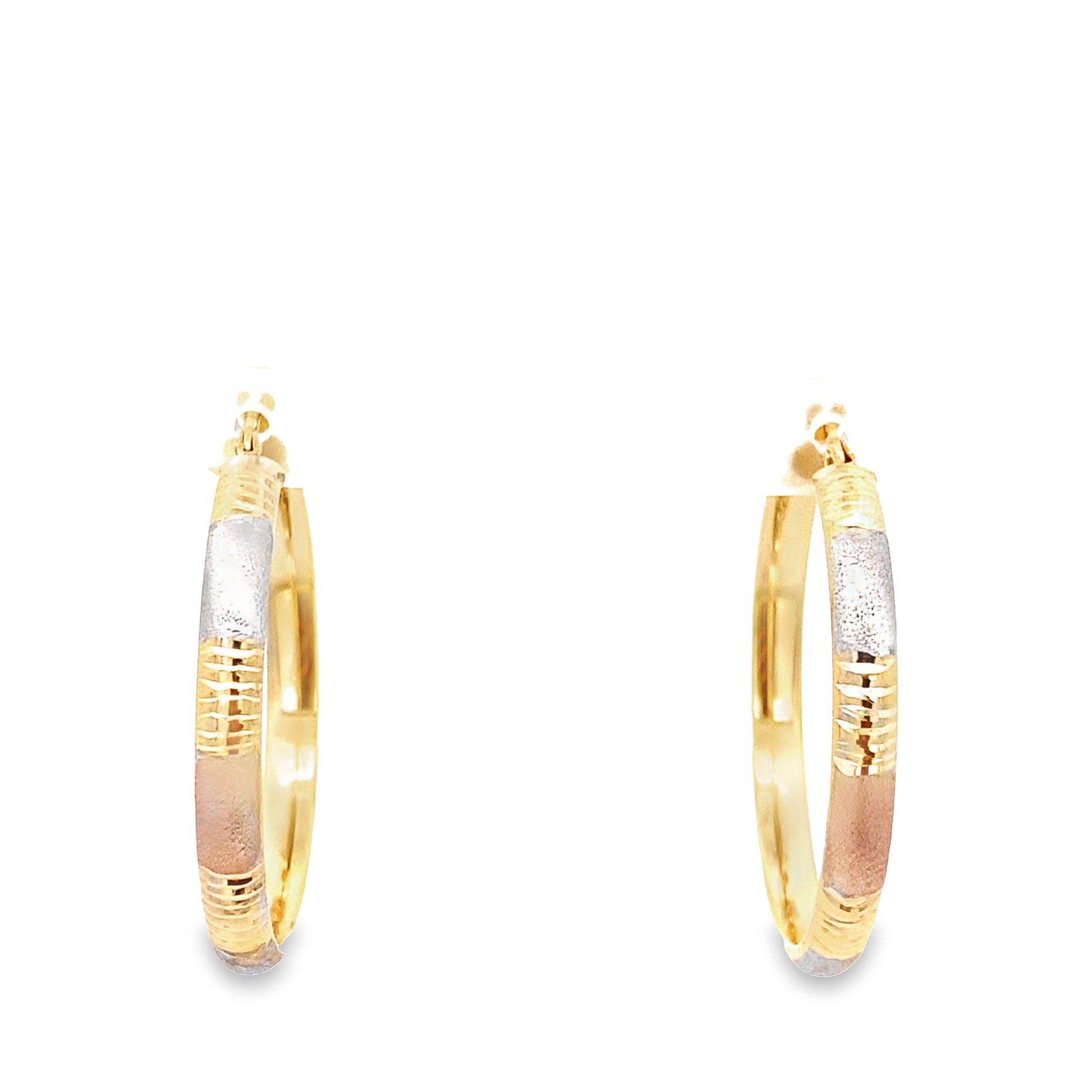 10K Tri Color Gold Large Hoop Earrings 1.9Dwt