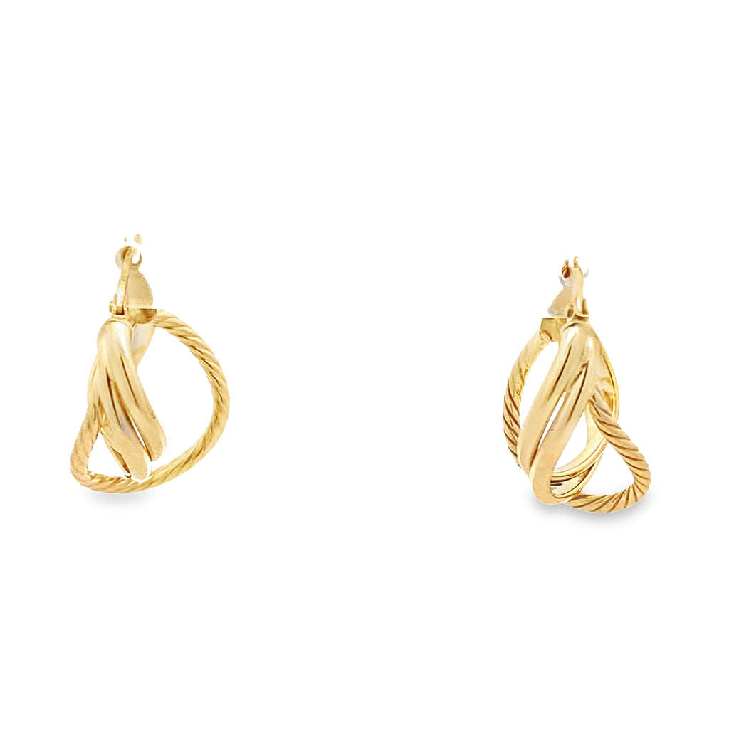 10K Yellow Gold  Three Wires Hoop Earrings 1.1Dwt