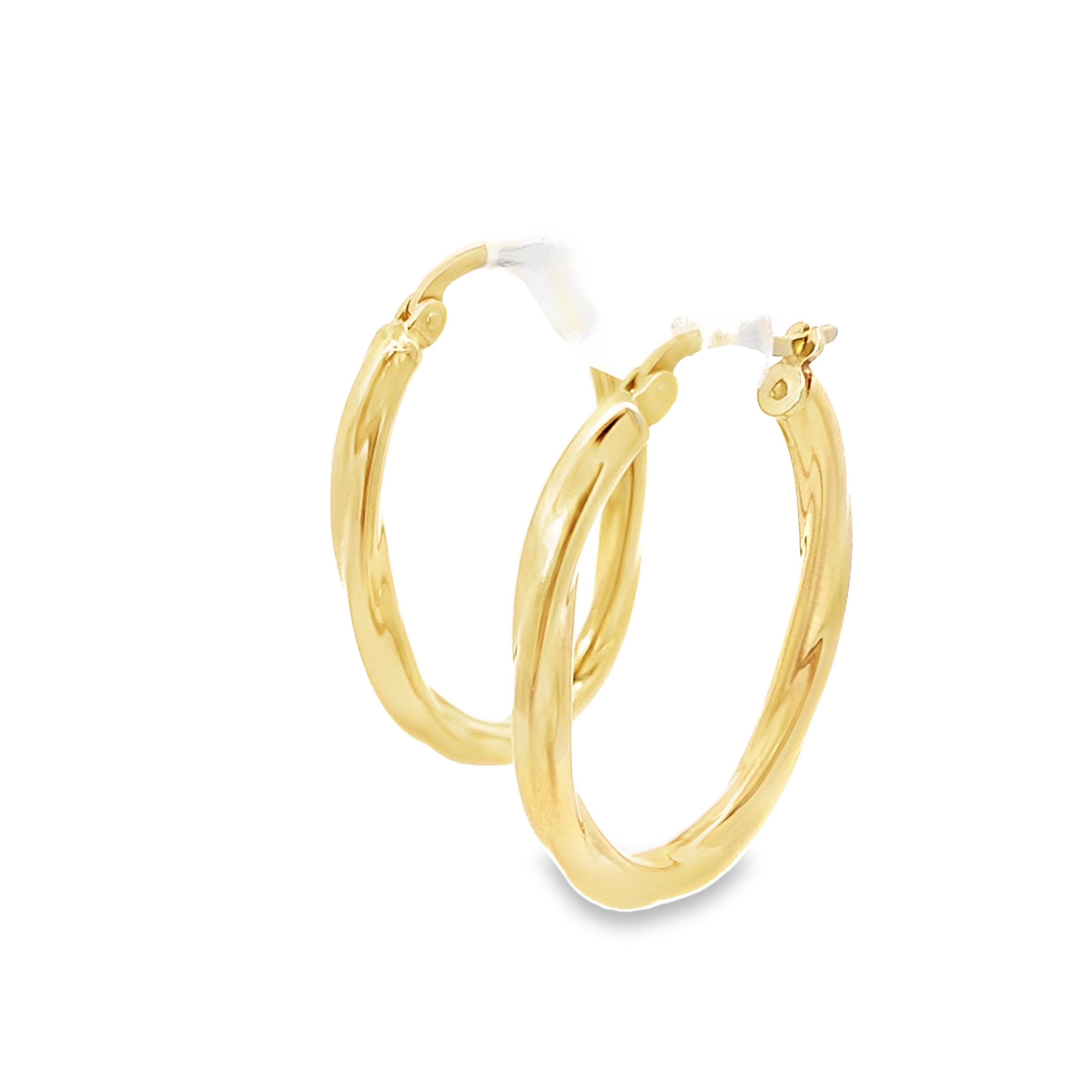 18K Yellow Gold Hollow Twisted Hoop Earrings 2.2 Dwt