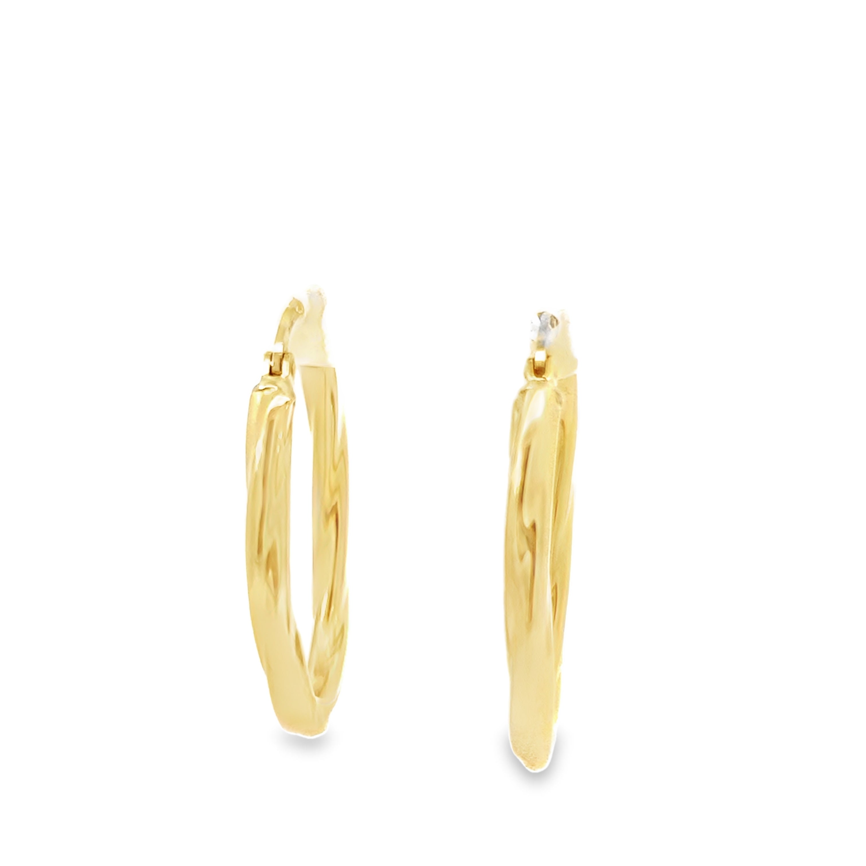 18K Yellow Gold Hollow Twisted Hoop Earrings 2.2 Dwt