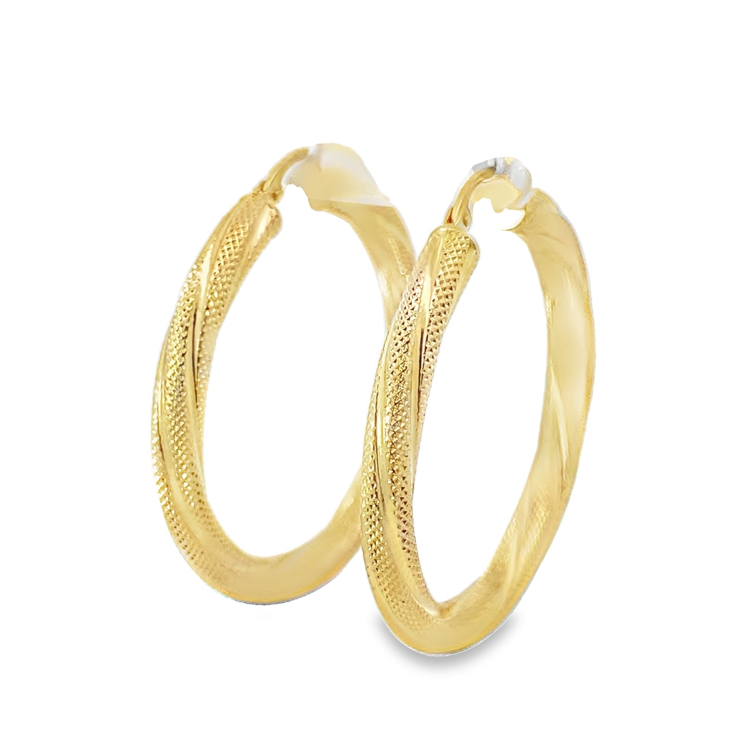 10K Yellow Gold Twisted Hoop Earrings 2.0Dwt