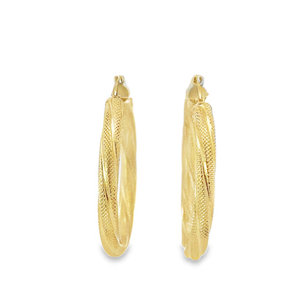 10K Yellow Gold Twisted Hoop Earrings 2.0Dwt