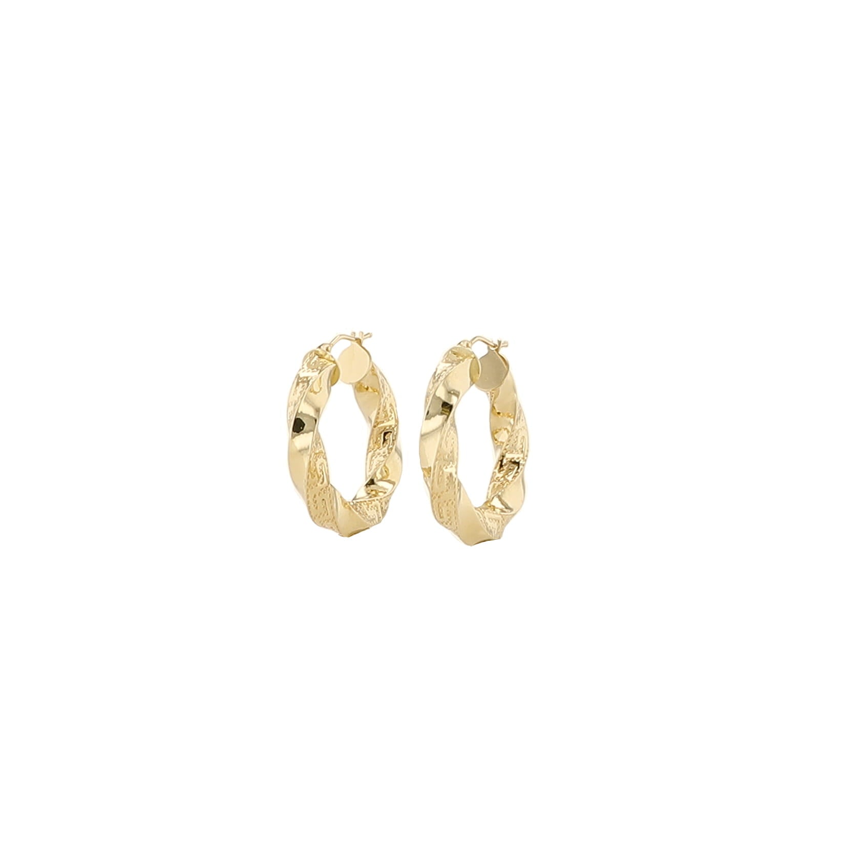 14K Yellow Gold Twisted Hoop Earrings 1.8Dwt