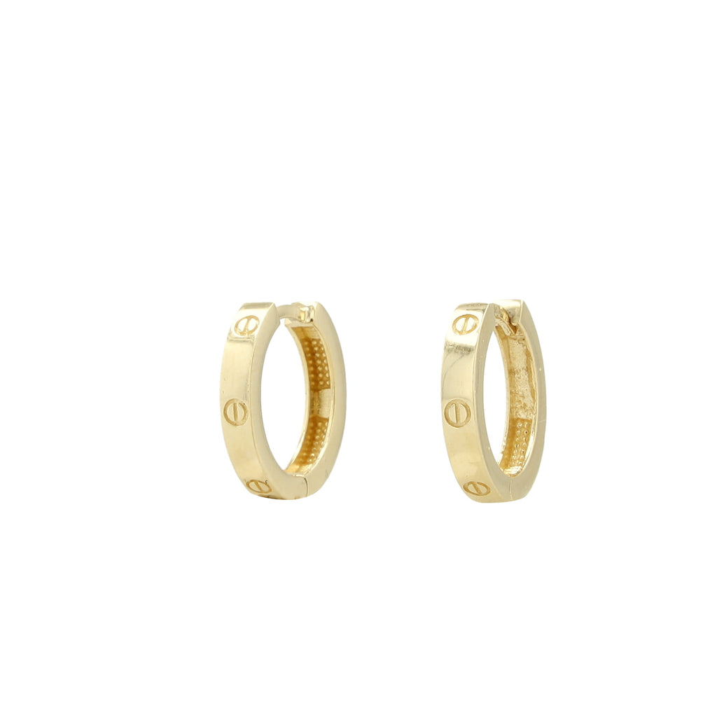 14K Yellow Gold Screw Style Small Hoop Earrings 1.5Dwt