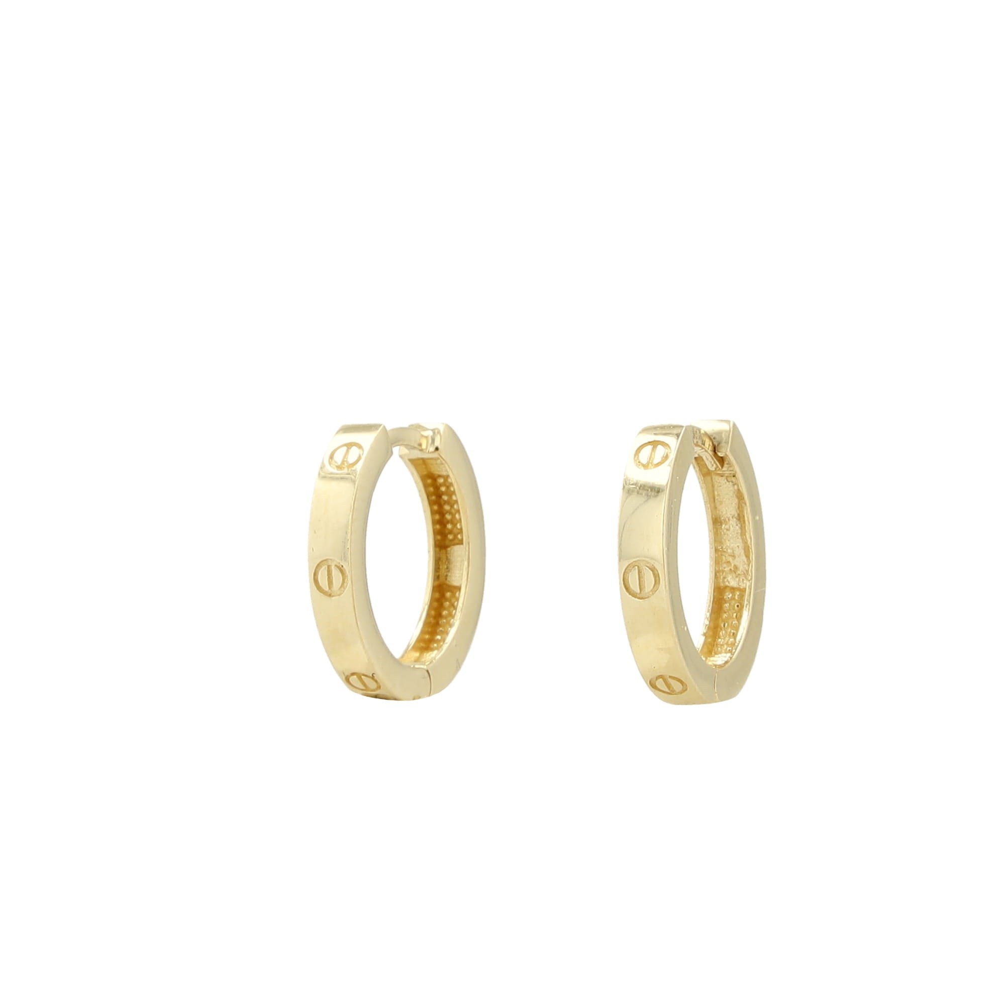 14K Yellow Gold Screw Style Small Hoop Earrings 1.5Dwt