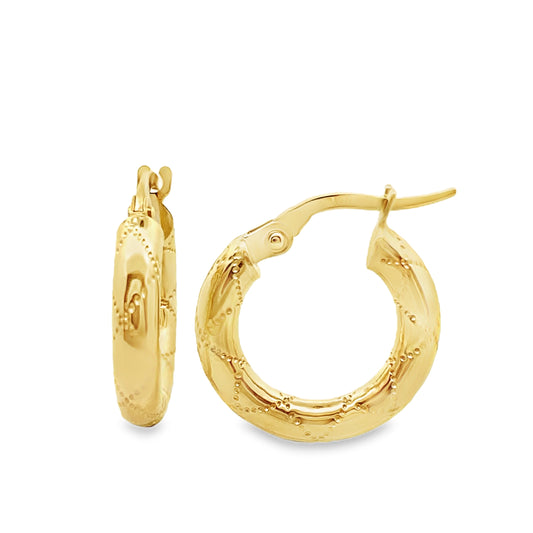 10K Yellow Gold "X" Design  Hoop Earrings 0.7Dwt