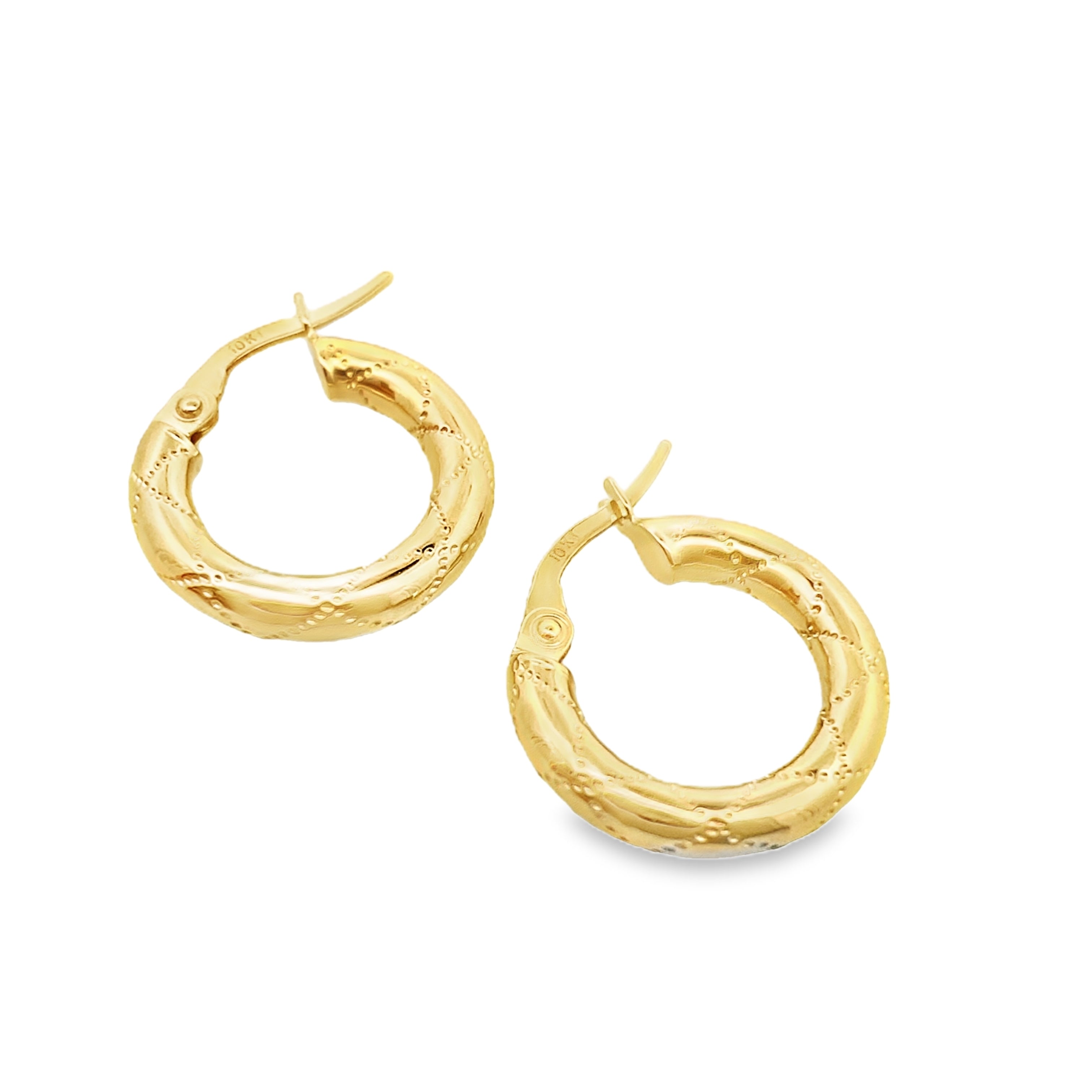 10K Yellow Gold "X" Design  Hoop Earrings 0.7Dwt