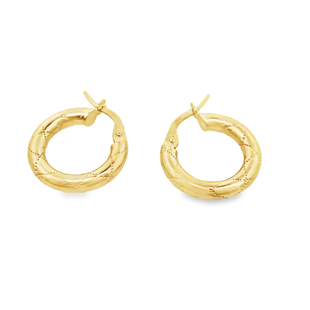 10K Yellow Gold "X" Design  Hoop Earrings 0.7Dwt
