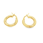 10K Yellow Gold "X" Design  Hoop Earrings 0.7Dwt
