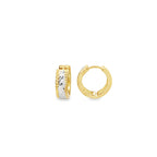 10K Two Tone Diamond Cut Huggie Earrings 1.0Dwt