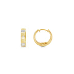 14K Two Tone Small Huggie Earrings 0.7Dwt