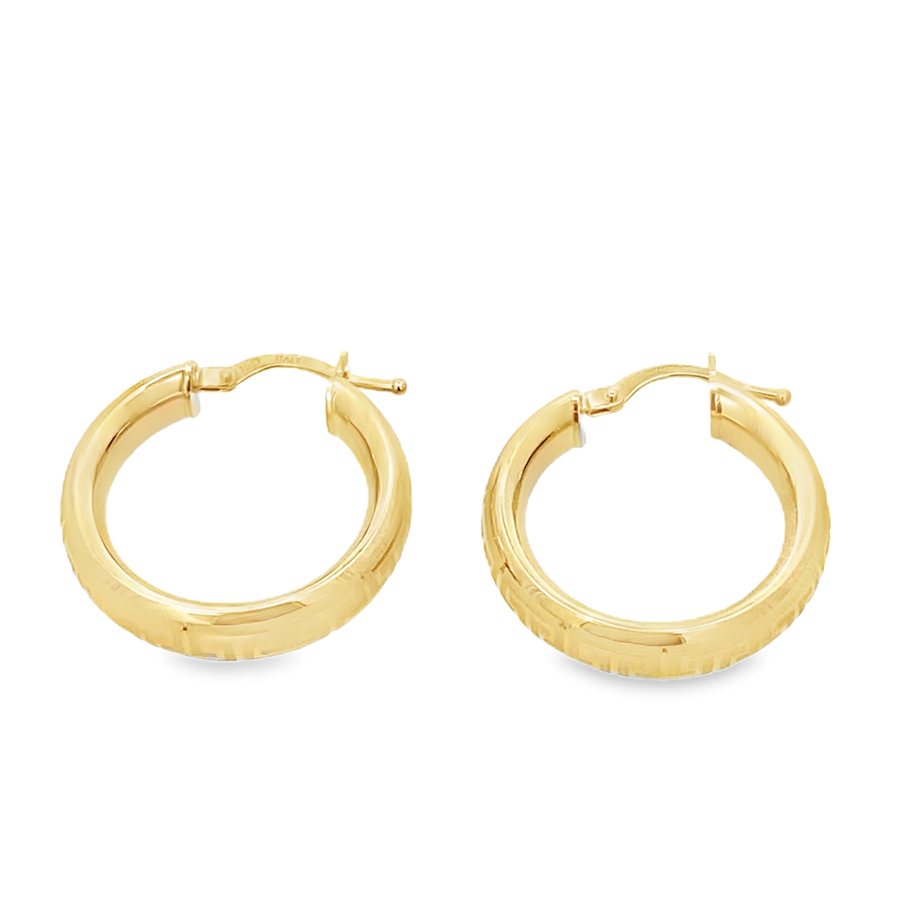 10K Yellow Gold Greek Key Hoop Earrings 2.0Dwt