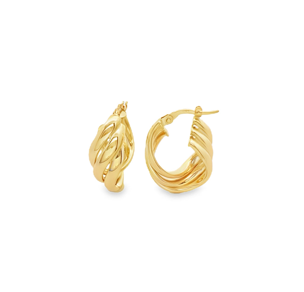 10K Yellow Gold Twisted Hoop Earrings 2.0Dwt