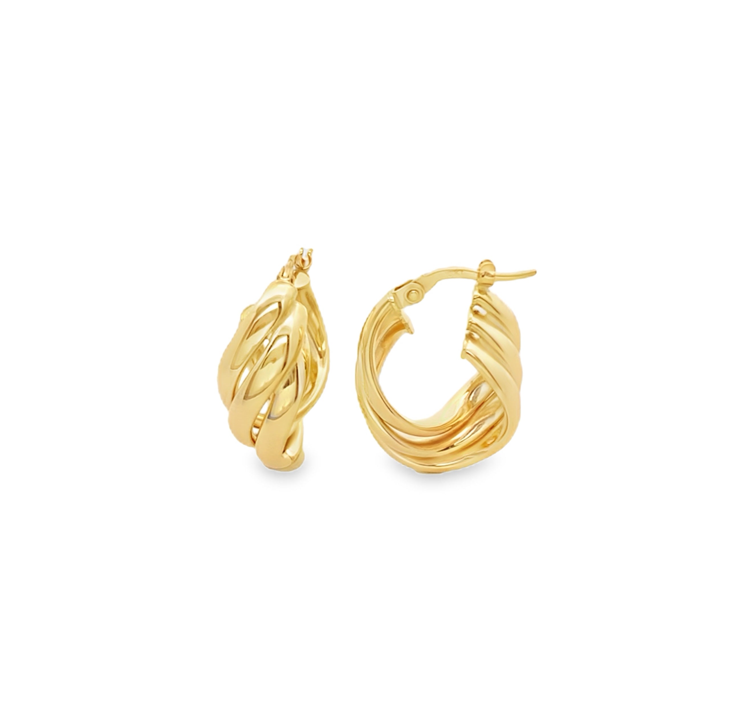 10K Yellow Gold Twisted Hoop Earrings 2.0Dwt