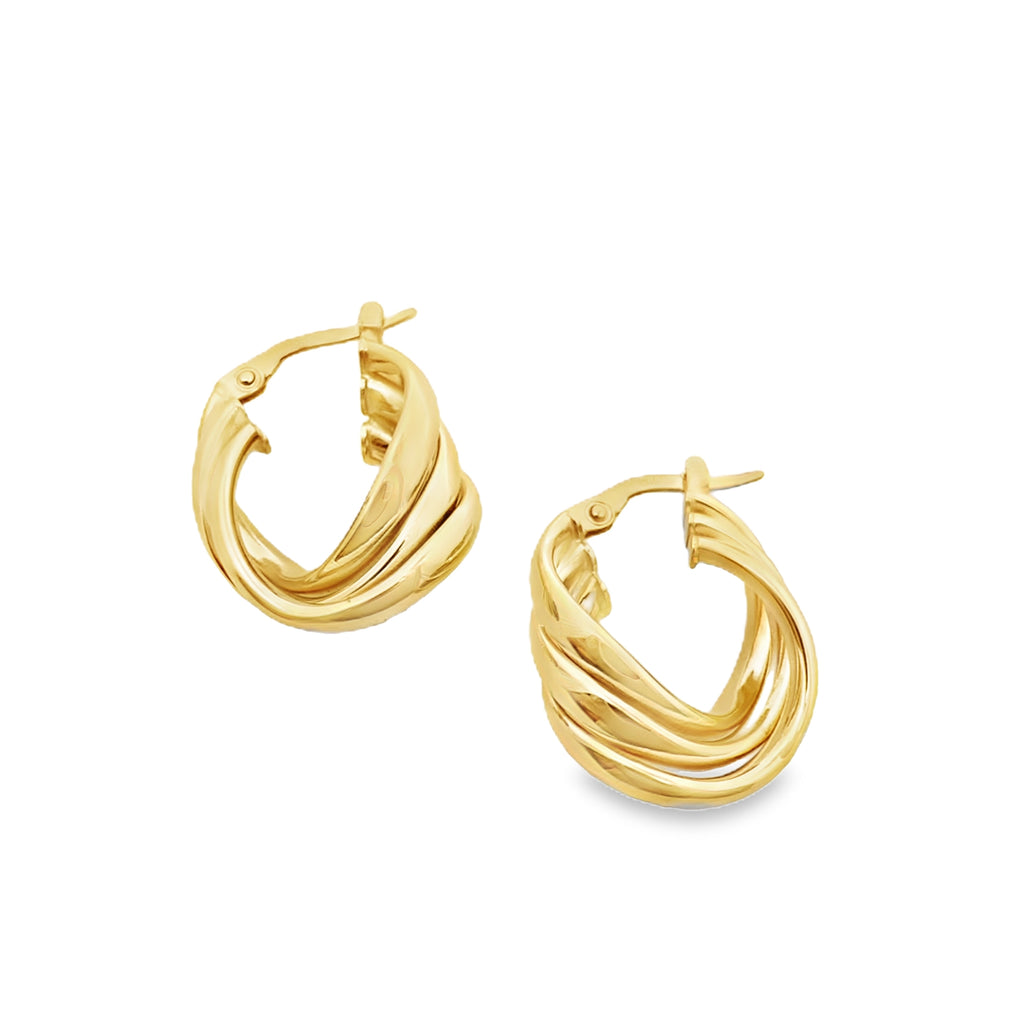 10K Yellow Gold Twisted Hoop Earrings 2.0Dwt