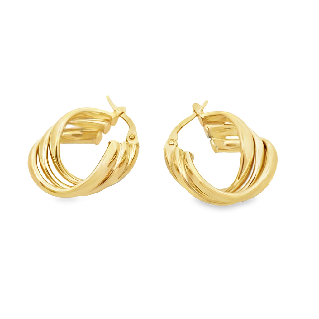 10K Yellow Gold Twisted Hoop Earrings 2.0Dwt