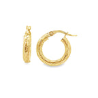 10K Yellow Gold "X" Design  Hoop Earrings 0.7Dwt