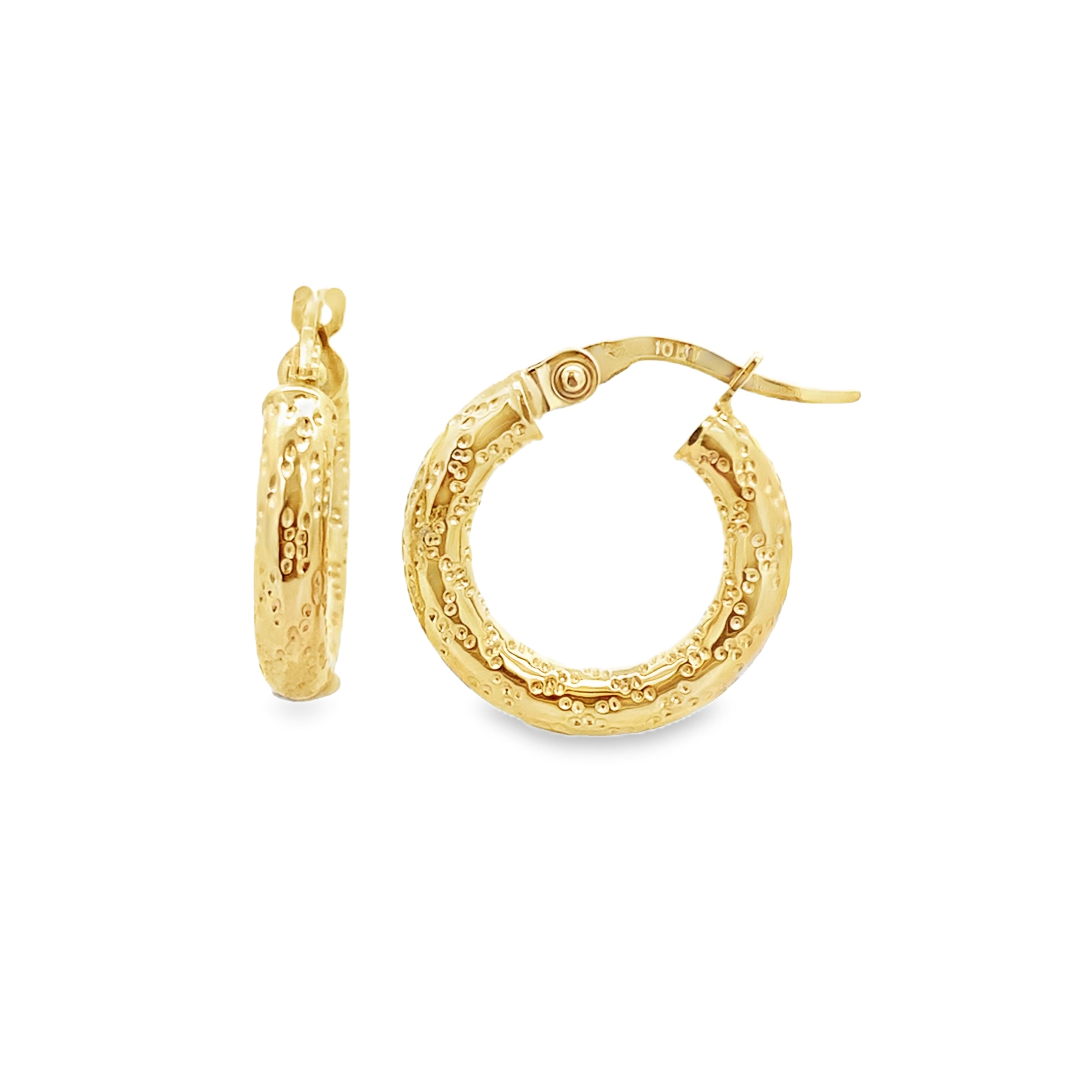 10K Yellow Gold "X" Design  Hoop Earrings 0.7Dwt