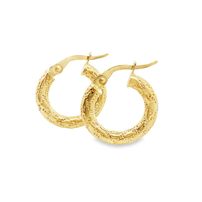 10K Yellow Gold "X" Design  Hoop Earrings 0.7Dwt