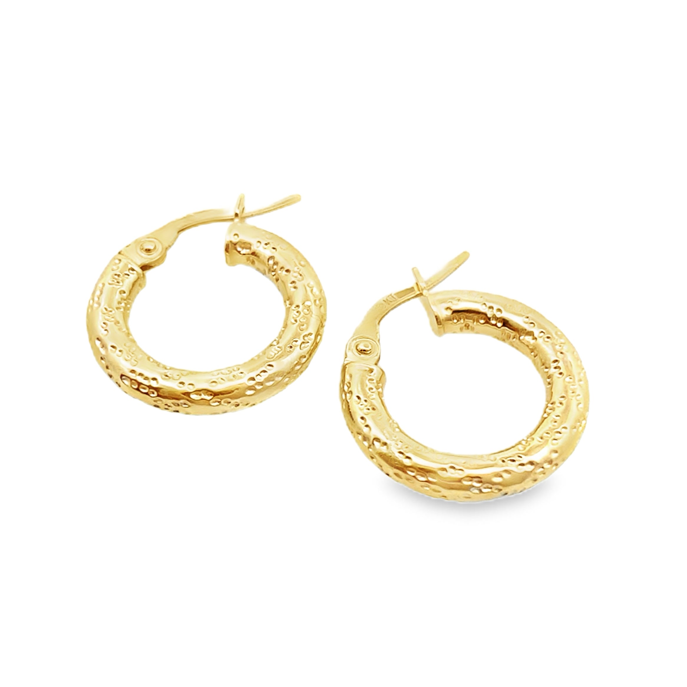 10K Yellow Gold "X" Design  Hoop Earrings 0.7Dwt
