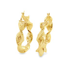 14K Yellow Gold Twisted Greek Key Design Large Hoop Earrings 4.0Dwt
