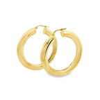 14K Yellow Gold Hollow Plain Tube Large Hoop Earrings 3.9Dwt