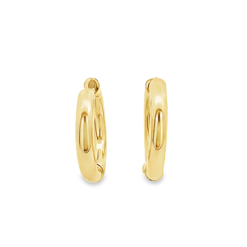 14K Yellow Gold Hollow Tube Plain Medium Hoop Earrings 1.4Dwt