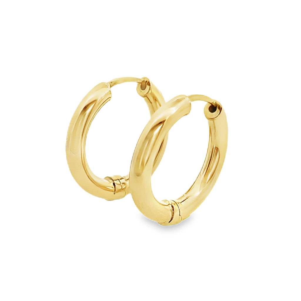14K Yellow Gold Hollow Tube Plain Medium Hoop Earrings 1.4Dwt