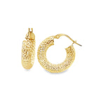 14K Yellow Gold Small Hoop Earrings W/ Design 1.7Dwt