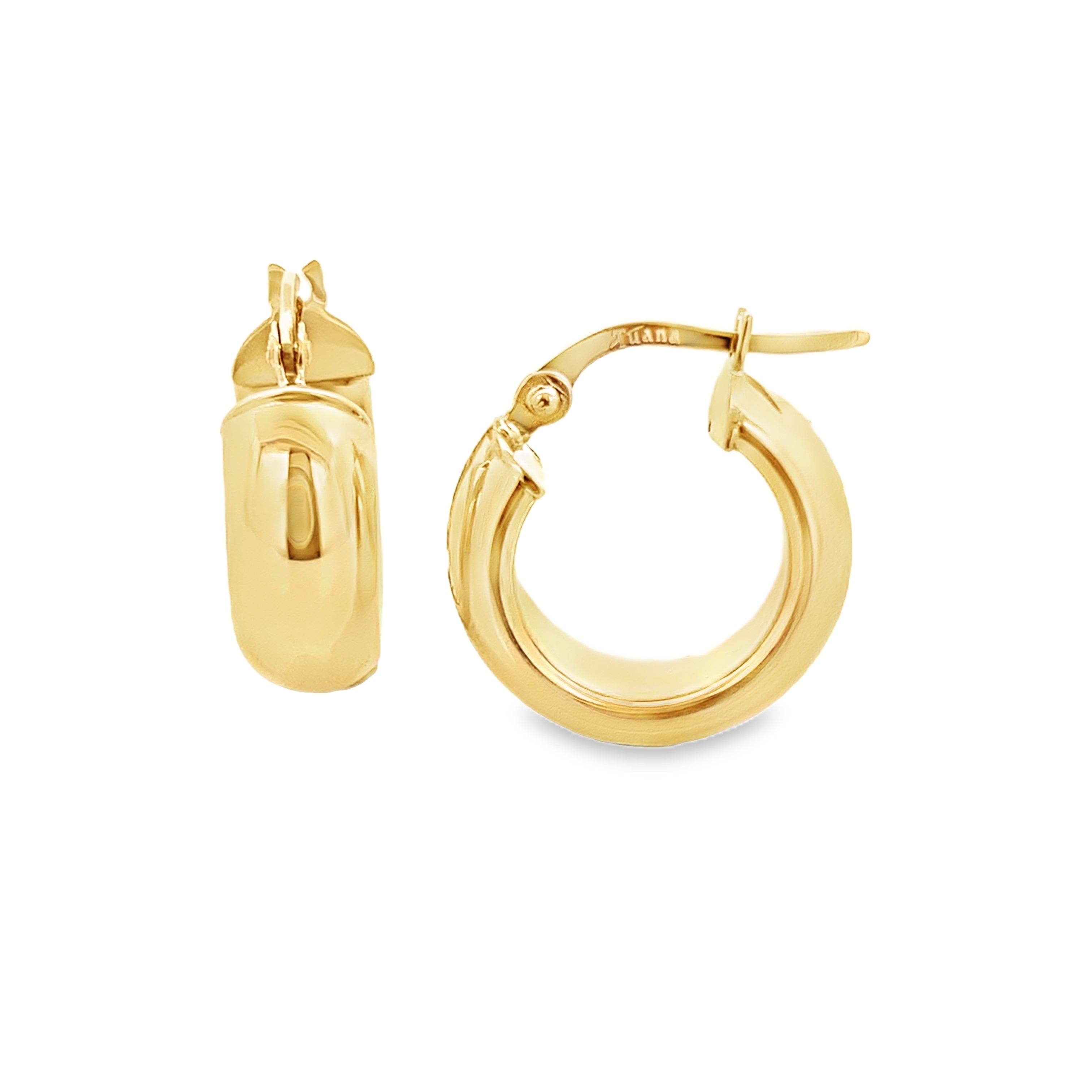 14K Yellow Gold Small Plain Hoop Earrings 1.6Dwt
