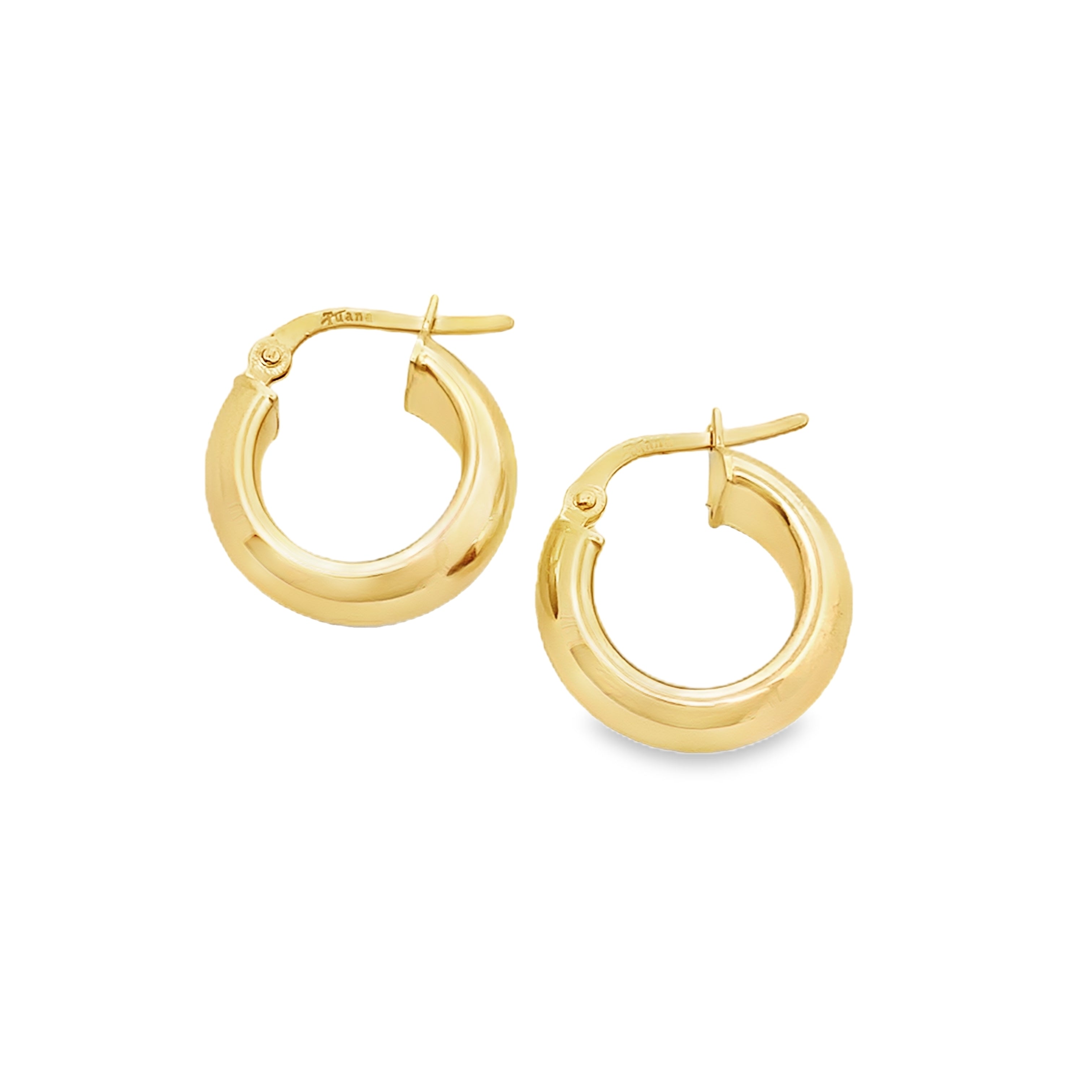 14K Yellow Gold Small Plain Hoop Earrings 1.6Dwt