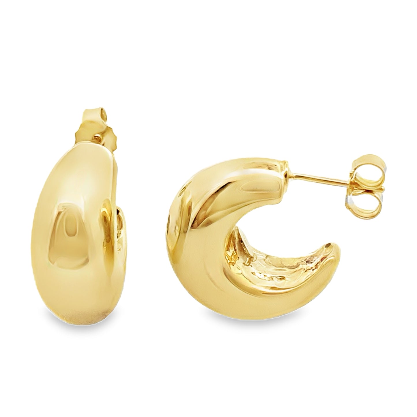 10K Yellow Gold Puffy Hoop Earrings 3.0Dwt