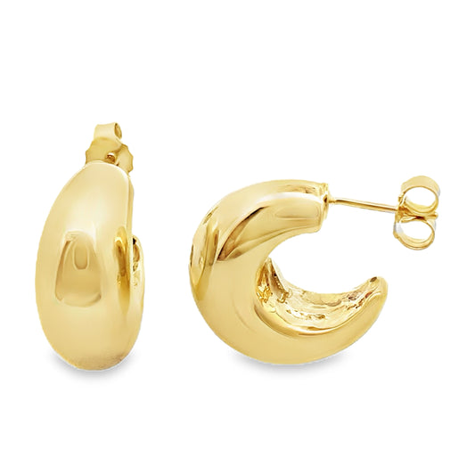 10K Yellow Gold Puffy Hoop Earrings 3.0Dwt