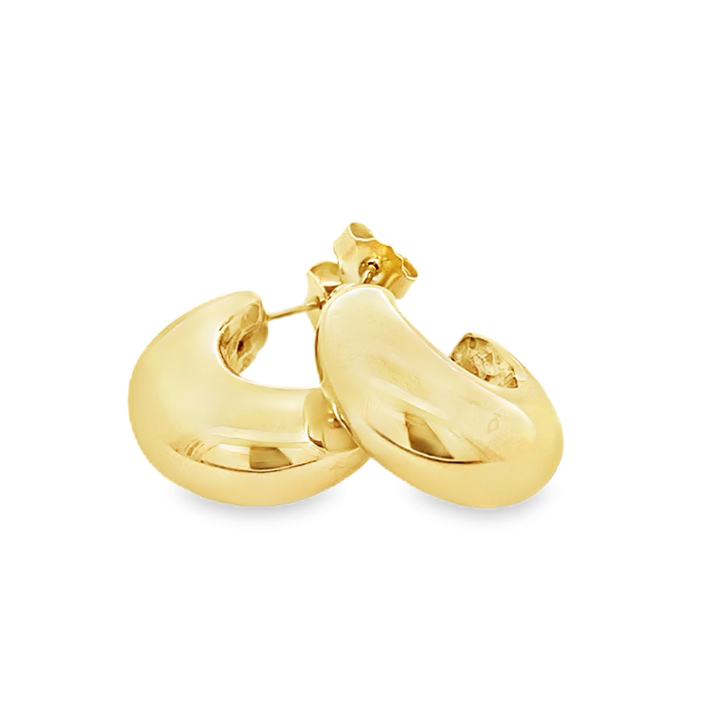 10K Yellow Gold Puffy Hoop Earrings 3.0Dwt
