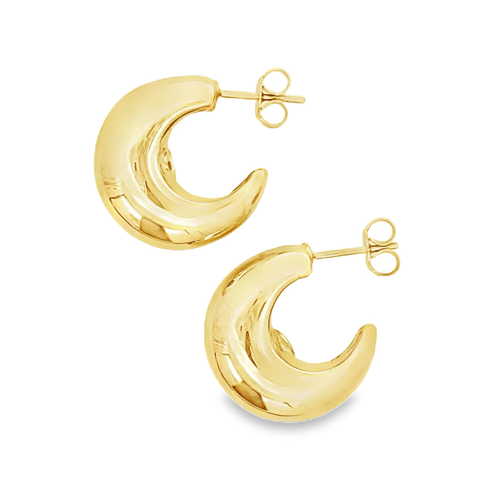 10K Yellow Gold Puffy Hoop Earrings 3.0Dwt