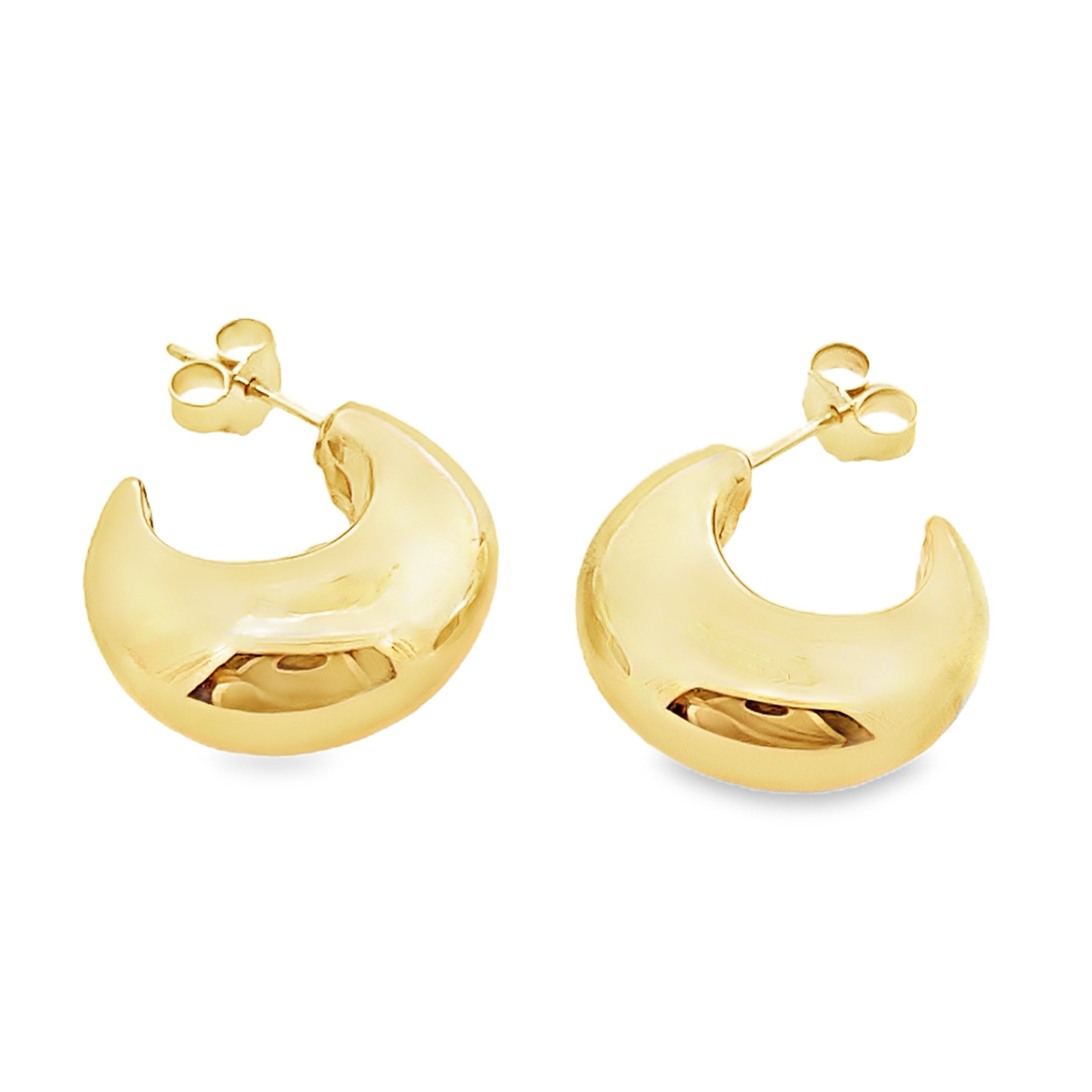 10K Yellow Gold Puffy Hoop Earrings 3.0Dwt