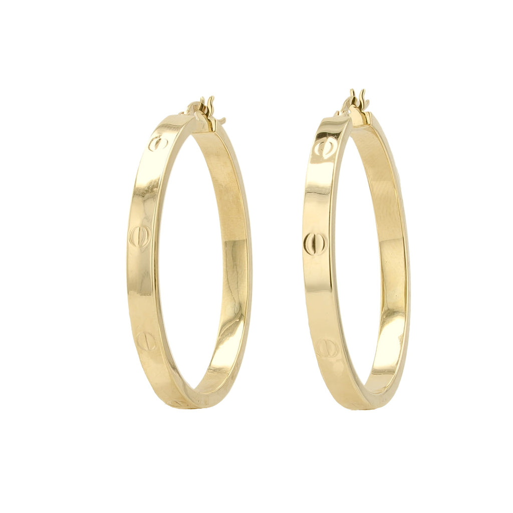 10K Yellow Gold Screw Style Large Hoop Earrings 3.2Dwt