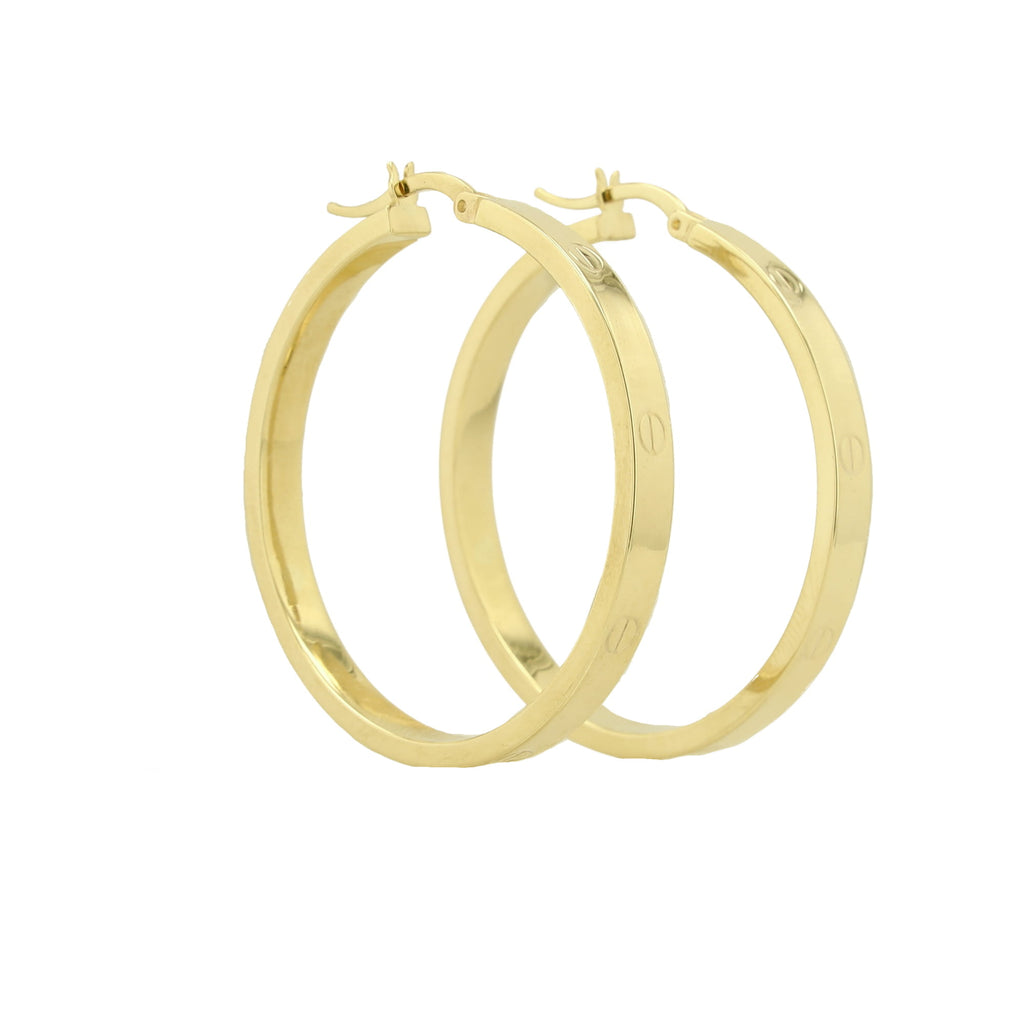 10K Yellow Gold Screw Style Large Hoop Earrings 3.2Dwt