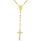 14K Yellow Gold Plain Beaded Rosary Necklace 4mm 18In 10.4Dwt
