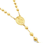 14K Yellow Gold Plain Beaded Rosary Necklace 4mm 18In 10.4Dwt