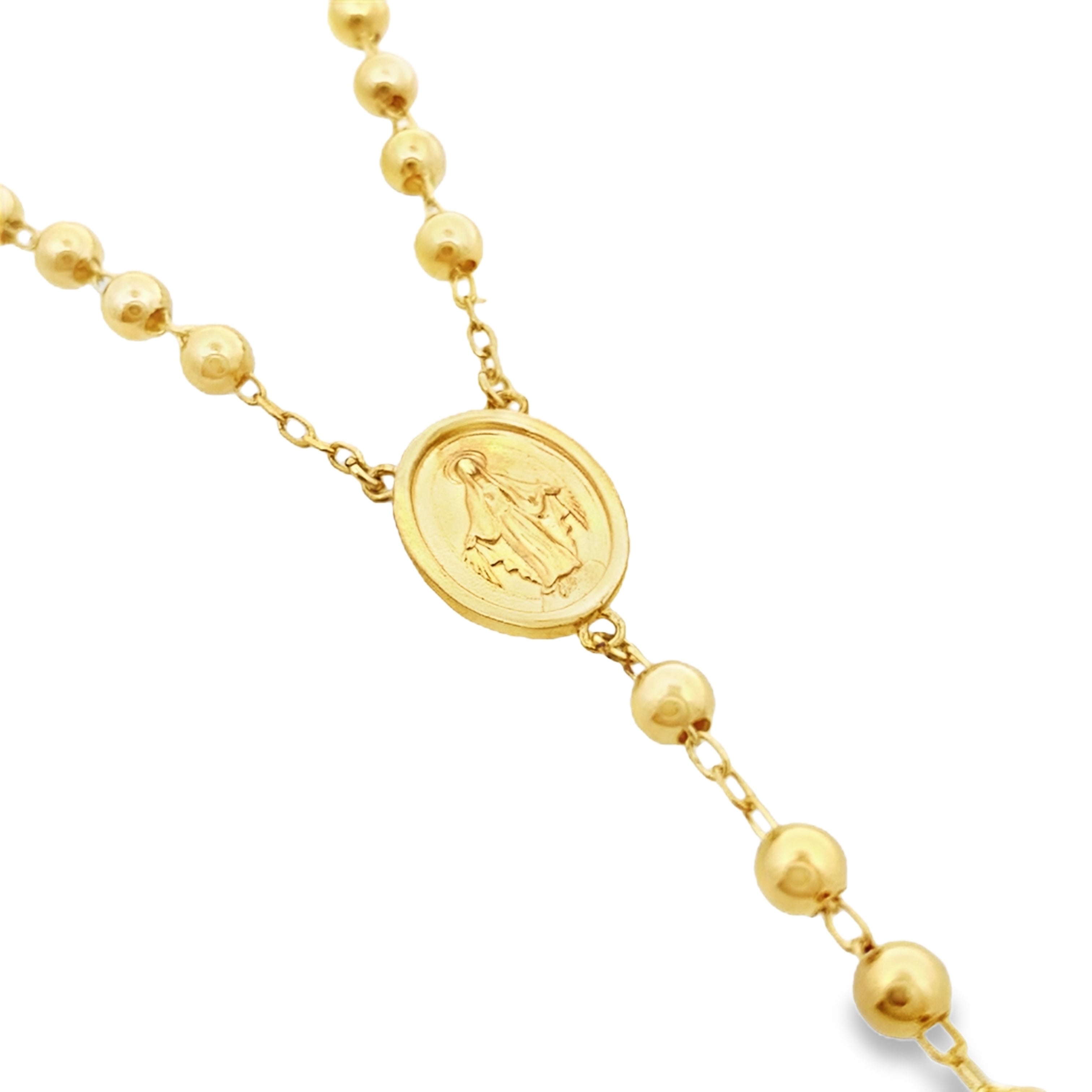 14K Yellow Gold Plain Beaded Rosary Necklace 4mm 18In 10.4Dwt