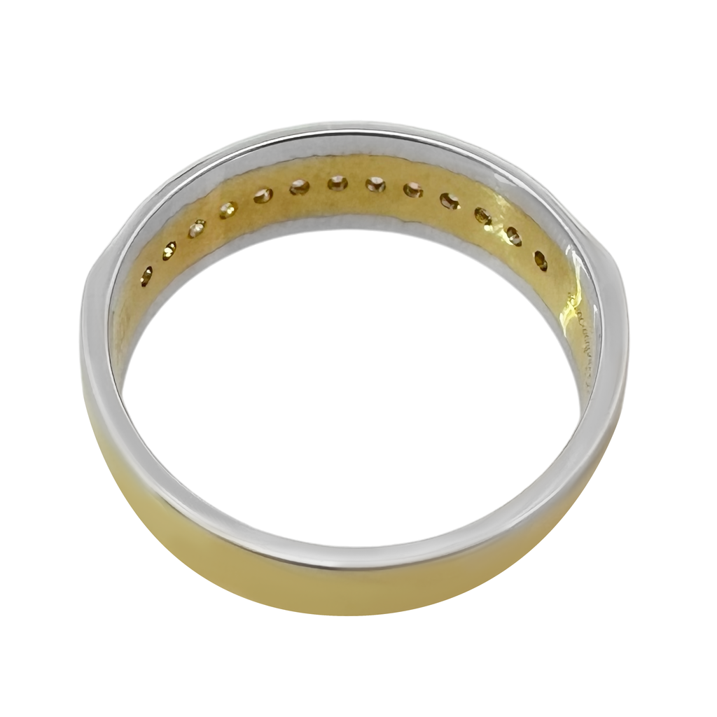 0.35Ctw 10K Two Tone Gold Diamond Wedding Band Mens Ring Size 10.5 3.1Dwt