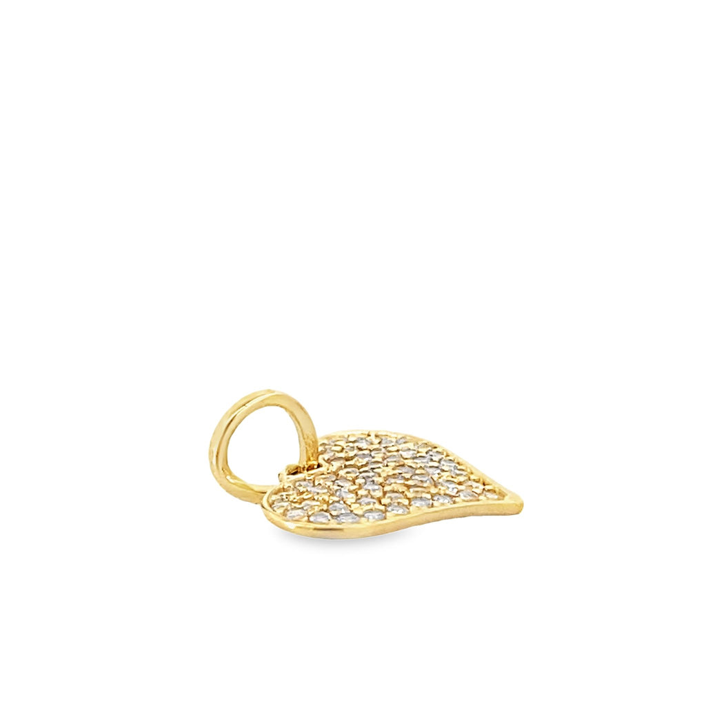 14K Yellow Gold Cz Heart Charm
