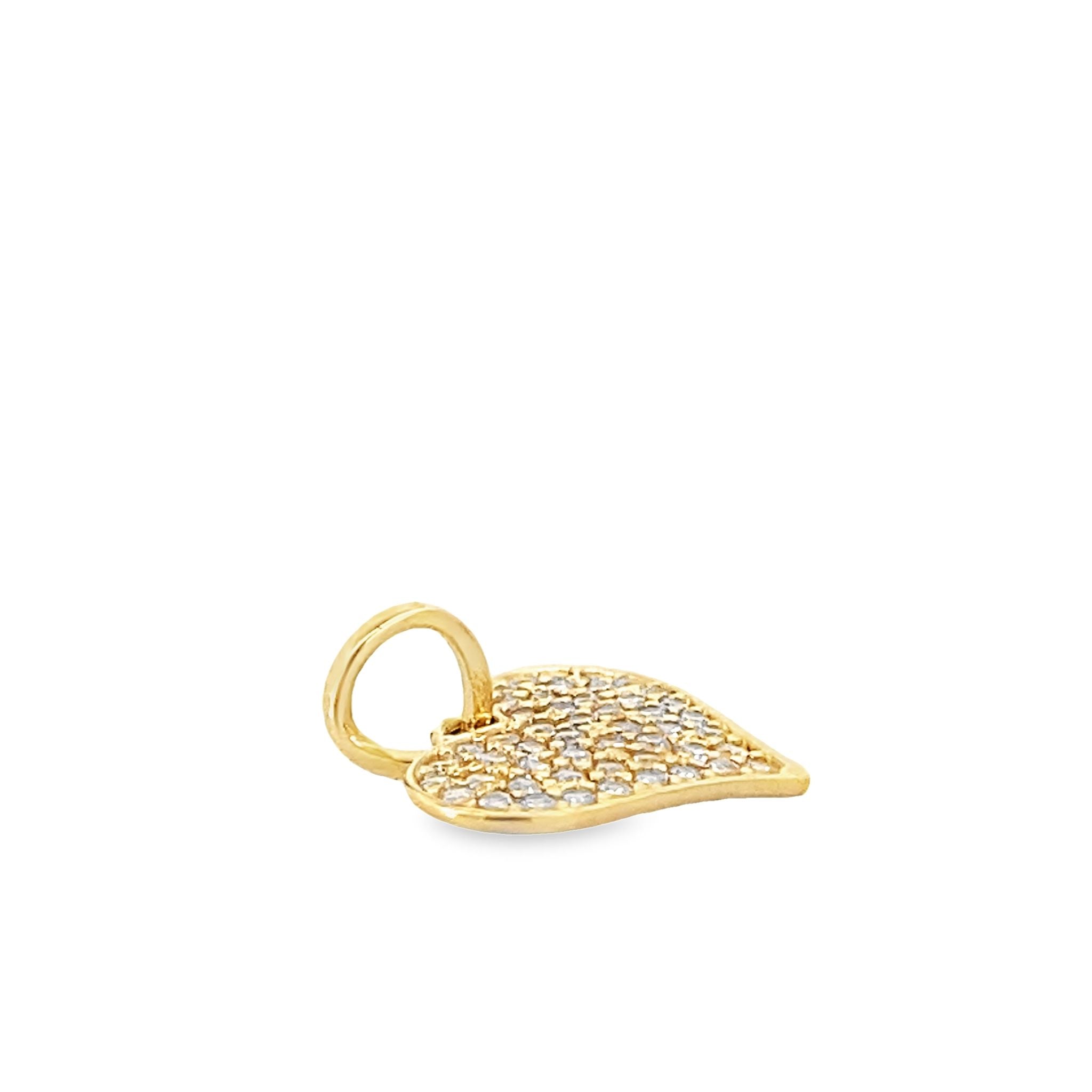 14K Yellow Gold Cz Heart Charm