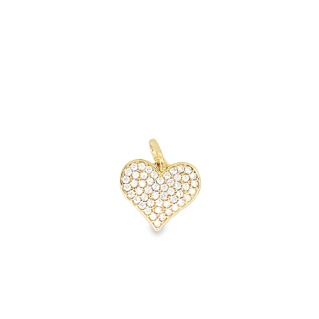 14K Yellow Gold Cz Heart Charm