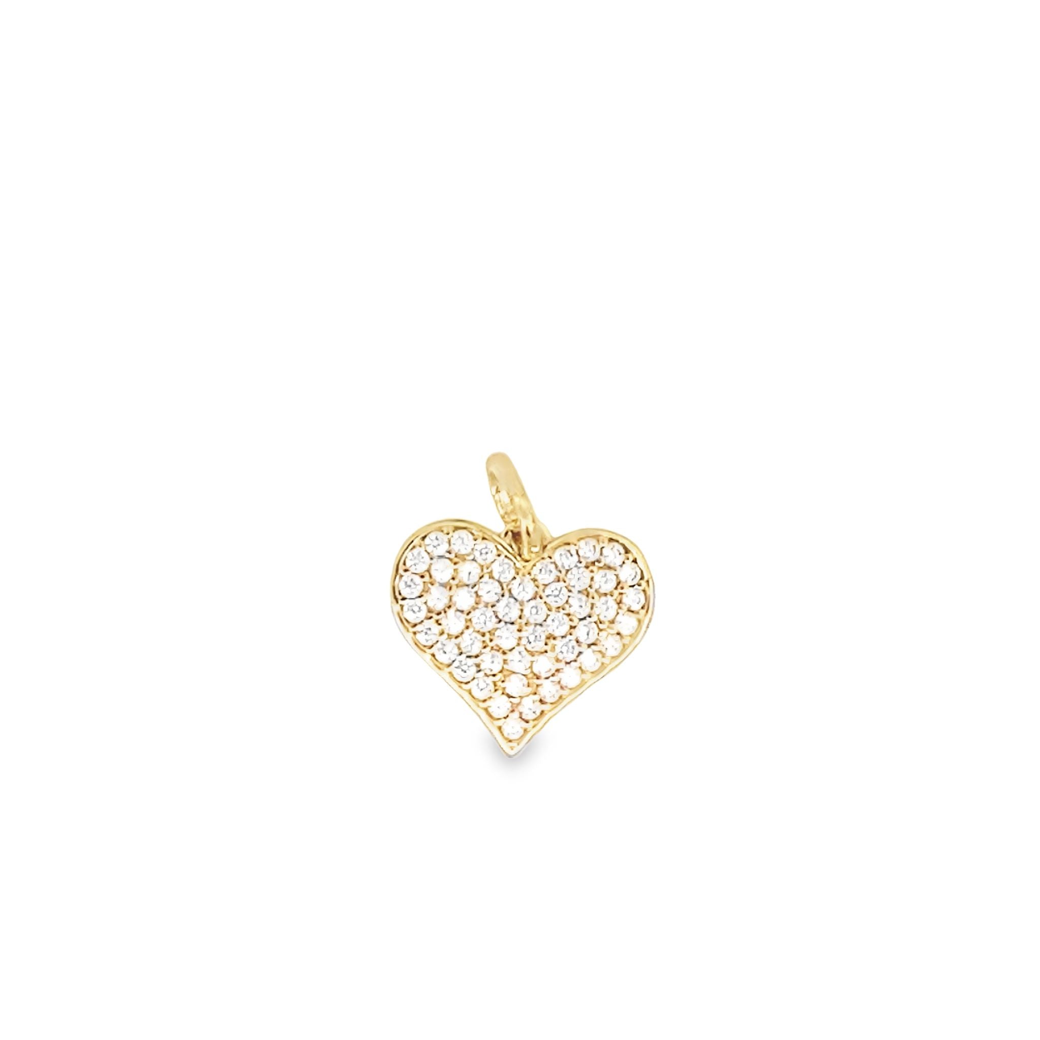 14K Yellow Gold Cz Heart Charm